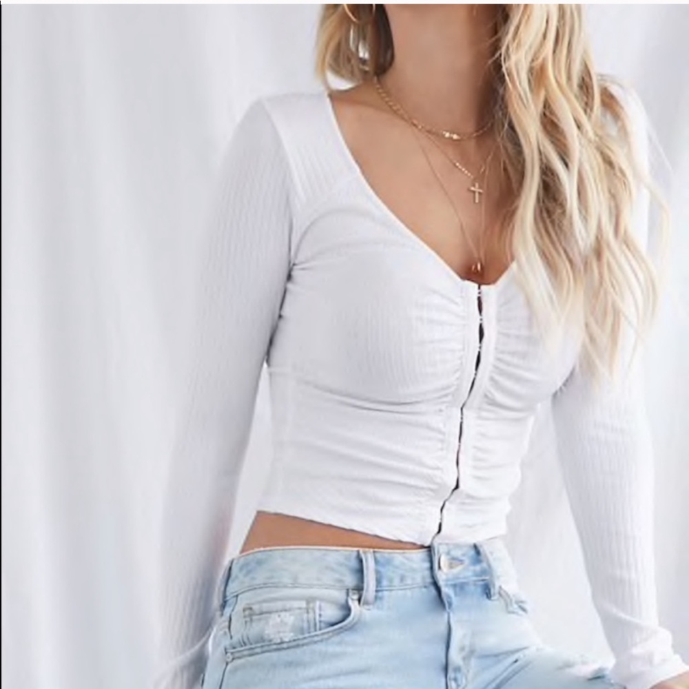 NASTY GAL White long sleeve crop top